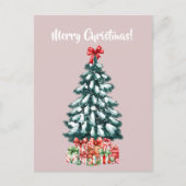 Elegante Weihnachtsbaum-Weihnachtskarte im Schnee Postkarte (Vorderseite)