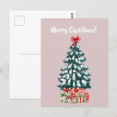 Elegante Weihnachtsbaum-Weihnachtskarte im Schnee Postkarte (Vorne/Hinten)