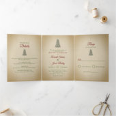 Elegante Weihnachtsbaum-Winterhochzeit Dreifach Gefaltete Einladung (Innenseite)