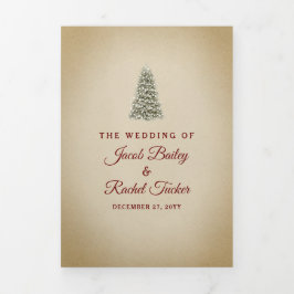 Elegante Weihnachtsbaum-Winterhochzeit Dreifach Gefaltete Einladung