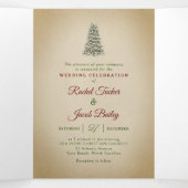 Elegante Weihnachtsbaum-Winterhochzeit Dreifach Gefaltete Einladung (Innenseite Mitte)