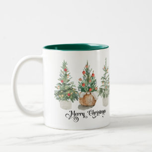 Elegante Weihnachtsbäume Feiertage Zweifarbige Tasse