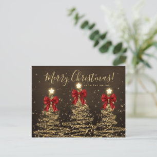 Elegante Weihnachtsbäume im Urlaub Gold mit roten Postkarte