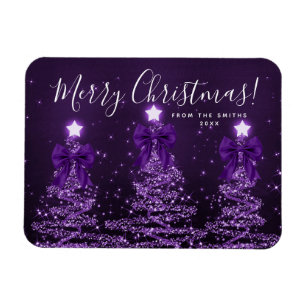 Elegante Weihnachtsbäume in Lila Magnet