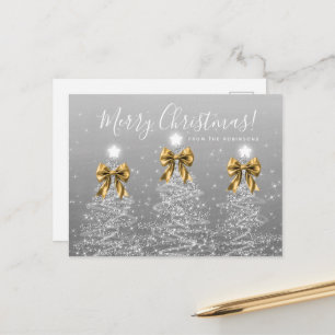 Elegante Weihnachtsbäume in Silber mit goldenen Sc Postkarte