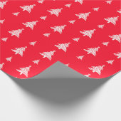 Elegante Weihnachtsbäume rot & weiß Geschenkpapier (Ecke)