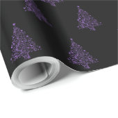 Elegante Weihnachtsbäume Streifen Muster Lila Geschenkpapier (Rolleneckpunkt)