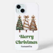 Elegante Weihnachtsbäume Wasserfarbe Leopard Case-Mate iPhone Hülle (Rückseite)