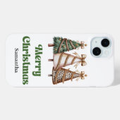 Elegante Weihnachtsbäume Wasserfarbe Leopard Case-Mate iPhone Hülle (Rückseite (Horizontal))