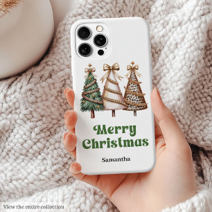 Elegante Weihnachtsbäume Wasserfarbe Leopard Case-Mate iPhone Hülle