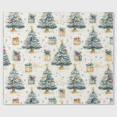Elegante Weihnachtsbaumen Geschenkpapier (Flach)