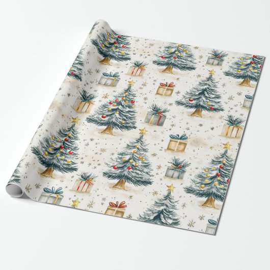 Elegante Weihnachtsbaumen Geschenkpapier (Ungerollt)