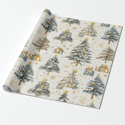 Elegante Weihnachtsbaumen Geschenkpapier (Ungerollt)