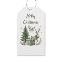 Elegante Weihnachtsbaumen & Rentiergeschenk-Tag