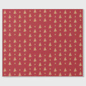 Elegante Weihnachtsbaumen Rot & Gold Geschenkpapier (Flach)