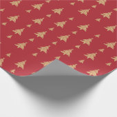 Elegante Weihnachtsbaumen Rot & Gold Geschenkpapier (Ecke)