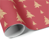 Elegante Weihnachtsbaumen Rot & Gold Geschenkpapier (Rolleneckpunkt)