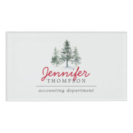 Elegante Weihnachtsbaumen Woods Holiday Party Namenschild
