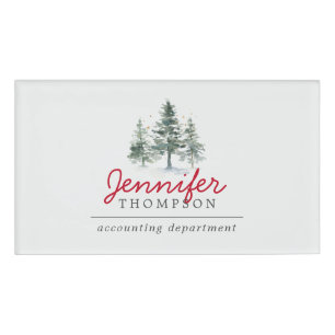 Elegante Weihnachtsbaumen Woods Holiday Party Namenschild