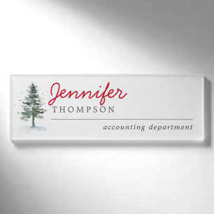 Elegante Weihnachtsbaumen Woods Holiday Party Namenschild