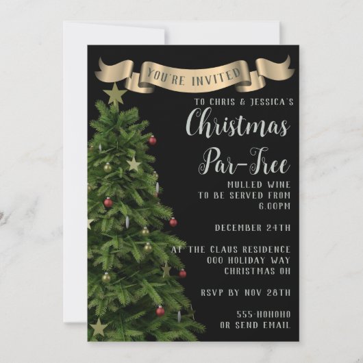 Elegante Weihnachtsbaumfeier Einladung (Vorderseite)