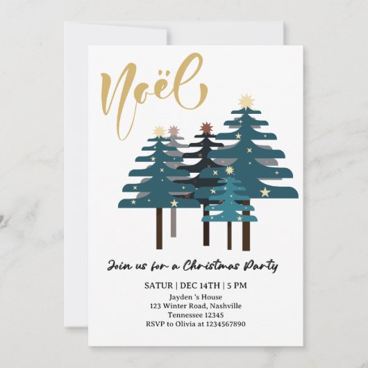 Elegante Weihnachtsbaumfeier Einladung (Vorderseite)