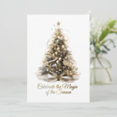 Elegante Weihnachtsbaumkarte Feiertagskarte (Stehend Vorderseite)
