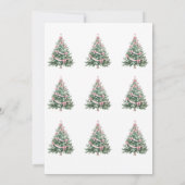 Elegante Weihnachtsbaumkarte mit rosa Schleife Einladung (Rückseite)