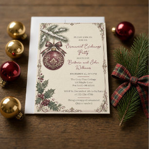 Elegante Weihnachtsbaumschmuck-Tauschparty Einladung