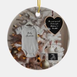 Elegante Weihnachtsbaumschwangerschaftsankündigung Keramik Ornament