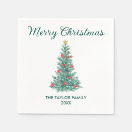 Elegante Weihnachtsbaumtypografie Serviette