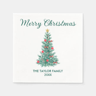 Elegante Weihnachtsbaumtypografie Serviette