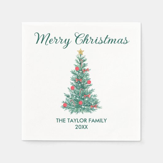 Elegante Weihnachtsbaumtypografie Serviette (Vorderseite)