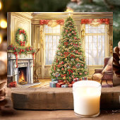 Elegante Weihnachtsbaumwelt Feiertagskarte