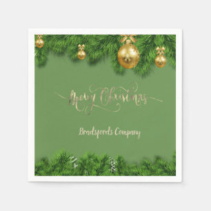 Elegante Weihnachtsbaumzweige, Kugeln Serviette