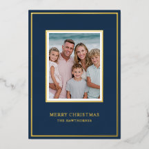 Elegante Weihnachtsbildgrenze Navy Gold   