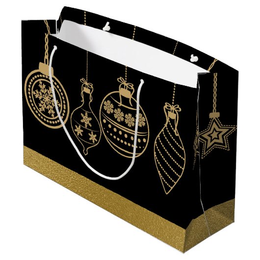 Elegante Weihnachtsblitze Holiday Party Tasche Große Geschenktüte (Rückseite Schrägansicht)