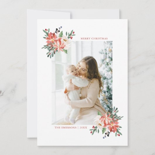 Elegante Weihnachtsblume Botanische Fotokarte (Vorderseite)