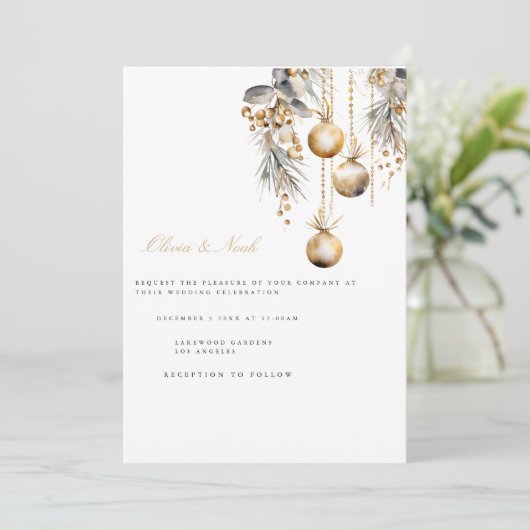 Elegante Weihnachtsblume Einladungs-Karte Einladung (Stehend Vorderseite)