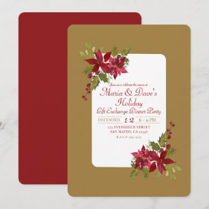 Elegante Weihnachtsblumen Poinsettien-Feierparty Einladung