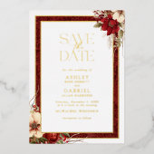 Elegante Weihnachtsblütenfolie Save the Date Folieneinladung (Vorderseite)