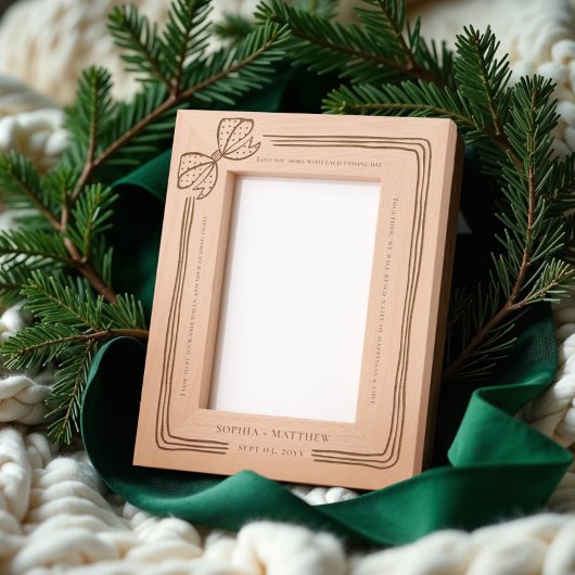 Elegante Weihnachtsbow Ribbon Wedding Vows Keepake Geätzte Rahmen