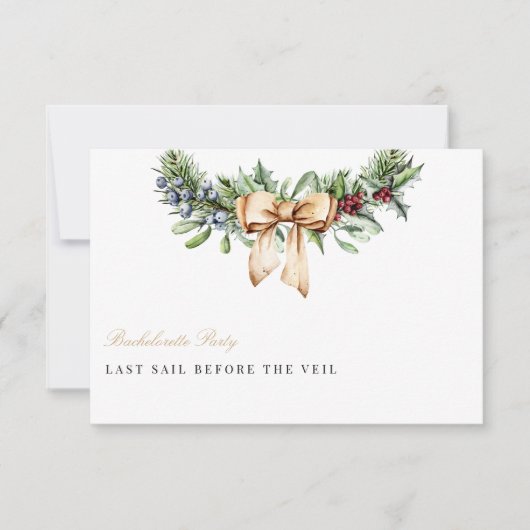 Elegante Weihnachtsdekor-Junggeselinnen-Abschied-K Einladung (Vorderseite)