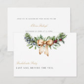 Elegante Weihnachtsdekor-Junggeselinnen-Abschied-K Einladung (Vorne/Hinten)