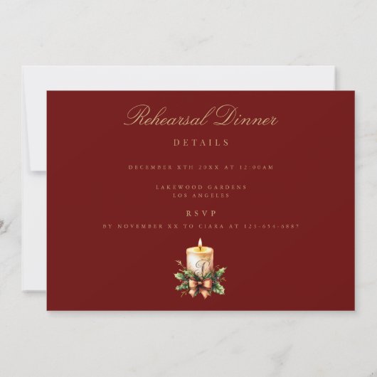 Elegante Weihnachtsdekor Probe Dinner Card Dankeskarte (Rückseite)