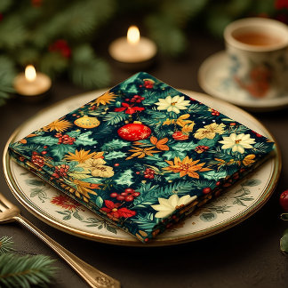 Elegante Weihnachtsdekoration und Laub Dinner Serviette