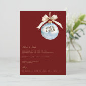 Elegante Weihnachtsdekoration Verlobung Einladung (Stehend Vorderseite)