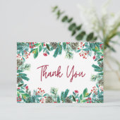 Elegante Weihnachtsdusche Watercolor Dankeskarte (Stehend Vorderseite)