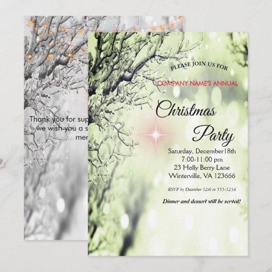 Elegante Weihnachtseinladung Einladung (Vorne/Hinten)