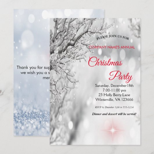 Elegante Weihnachtseinladung Einladung (Vorne/Hinten)